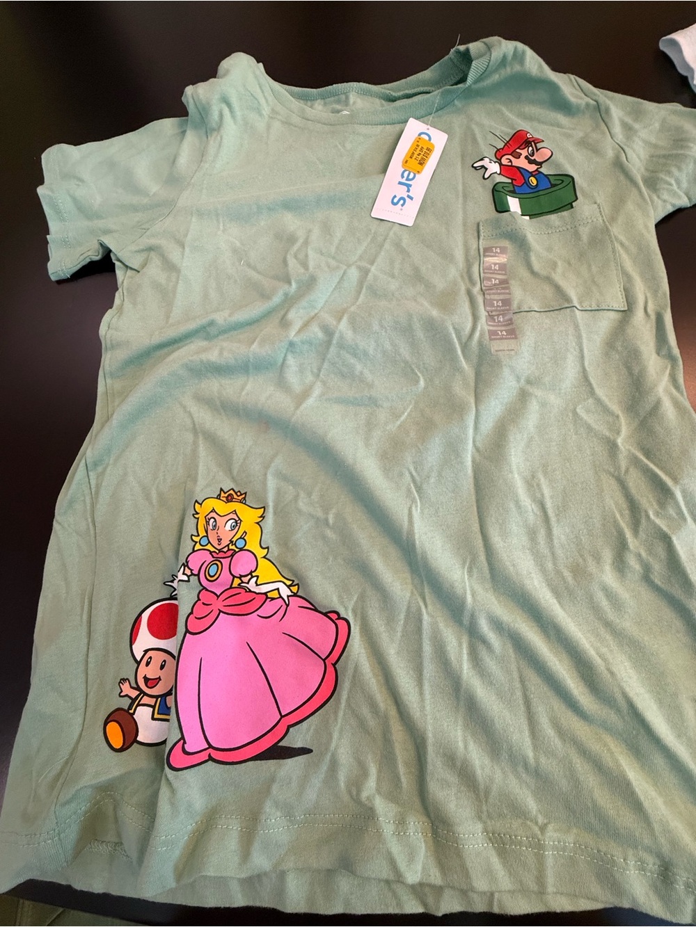 Carter's Mint Green Super Mario Princess Peach & Toad Graphic Tee